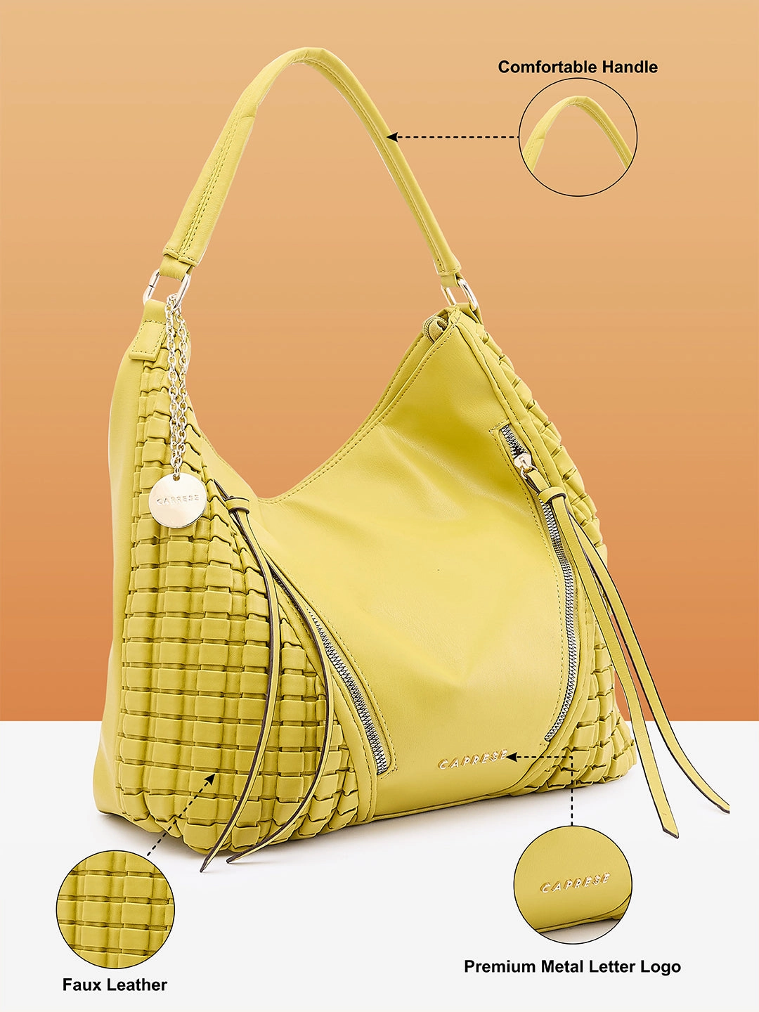 Caprese Havana Large Pastel Yellow Hobo Bag