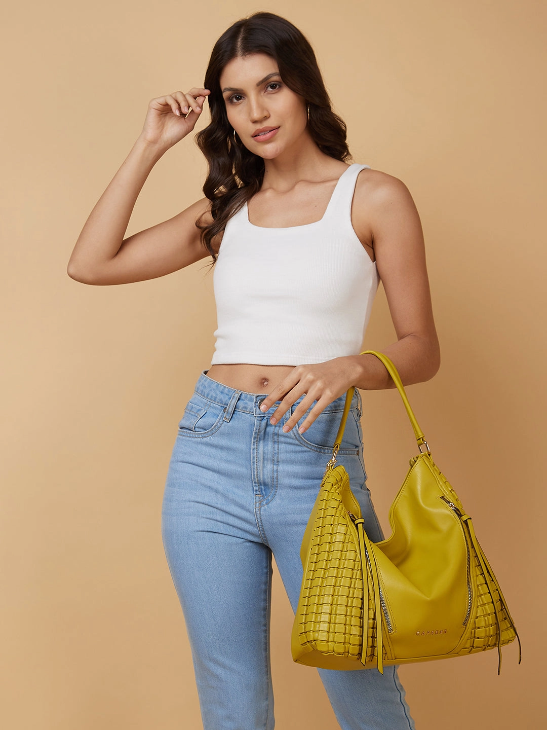 Caprese Havana Large Pastel Yellow Hobo Bag