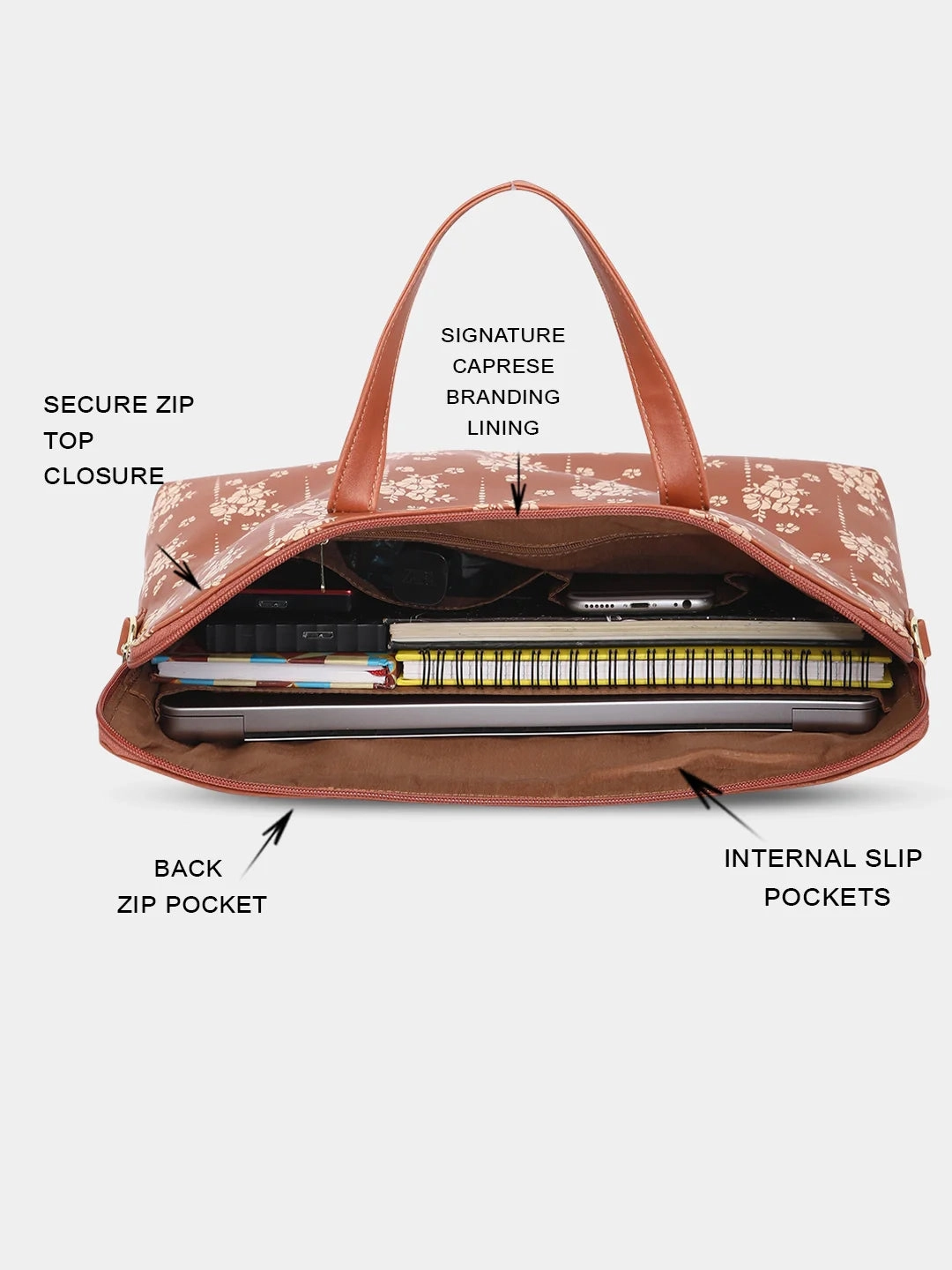 Caprese Hilton Medium Tan Laptop Bag