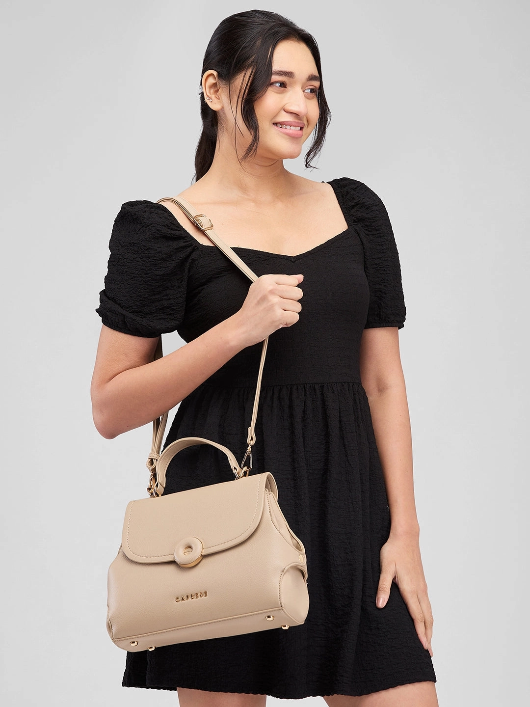 Caprese Jackie Medium Beige Sling Bag