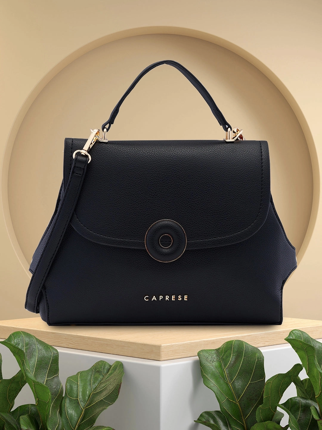 Caprese Jackie Medium Black Sling Bag
