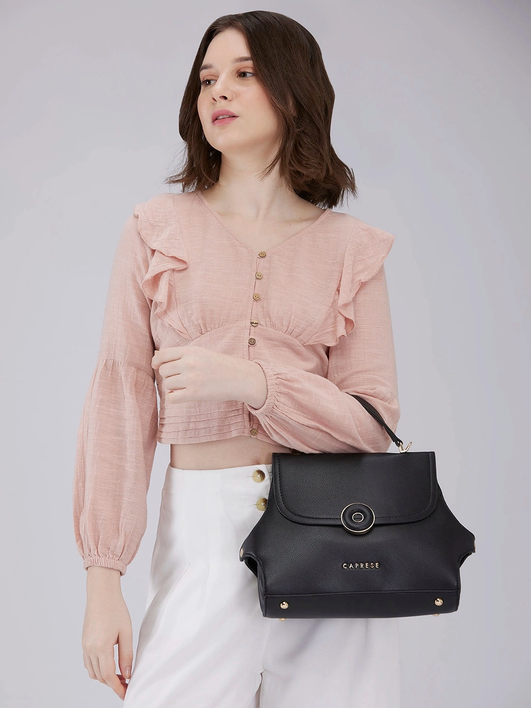 Caprese Jackie Medium Black Sling Bag