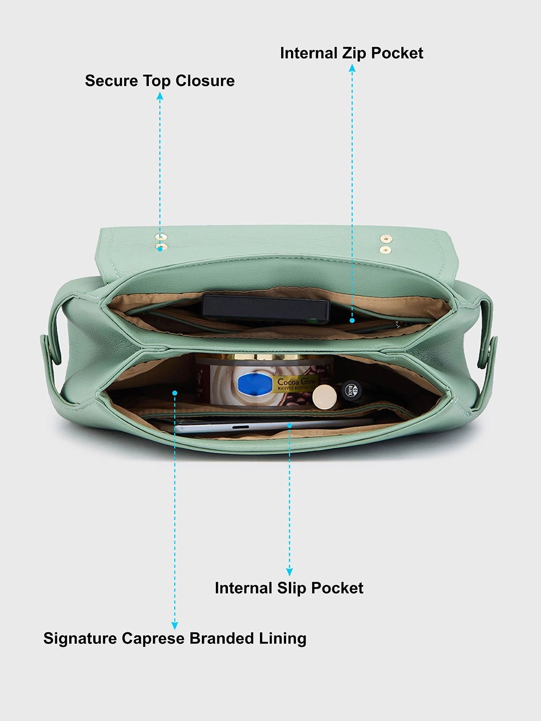 Caprese Jackie Medium Green Sling Bag