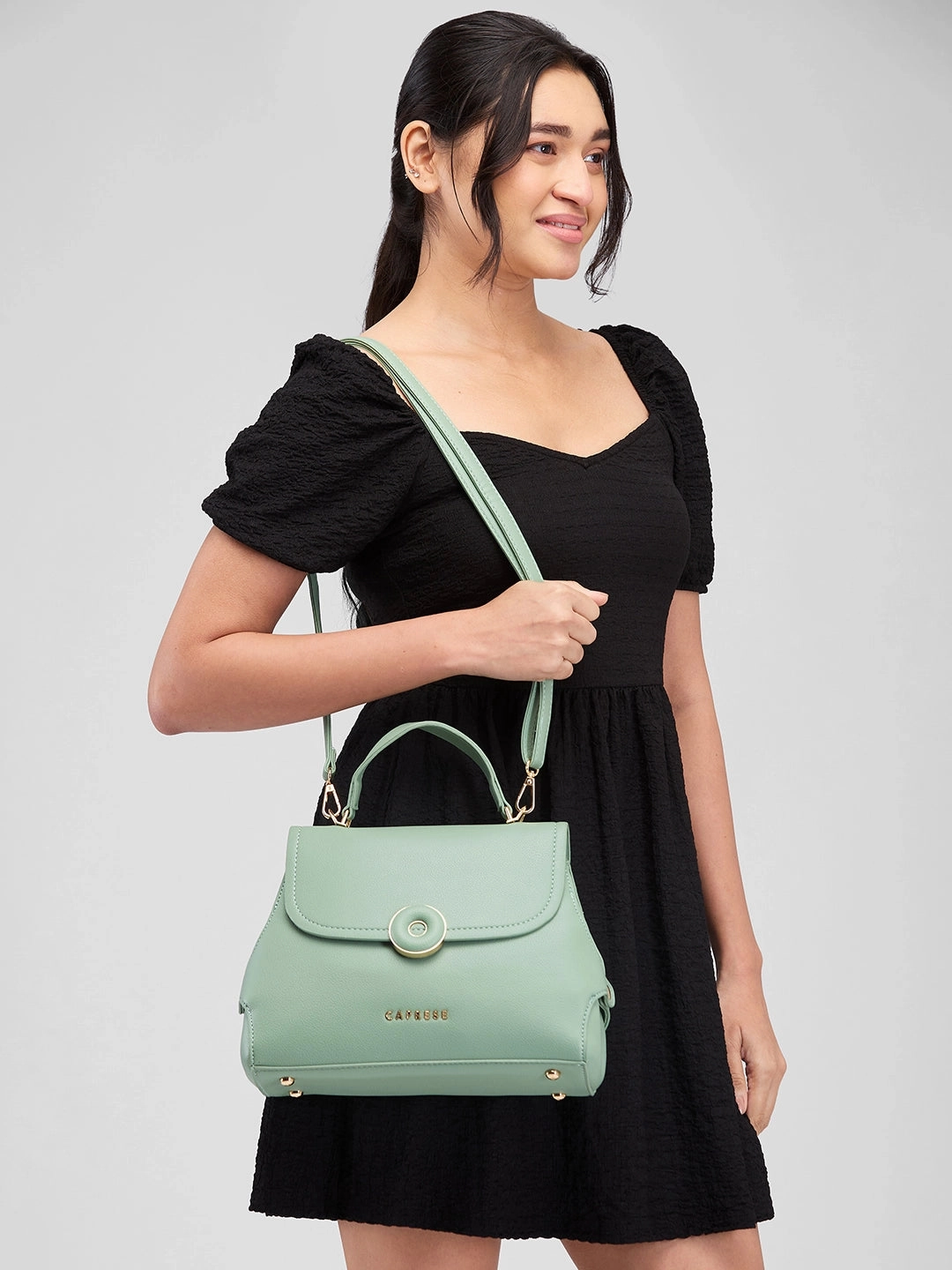 Caprese Jackie Medium Green Sling Bag