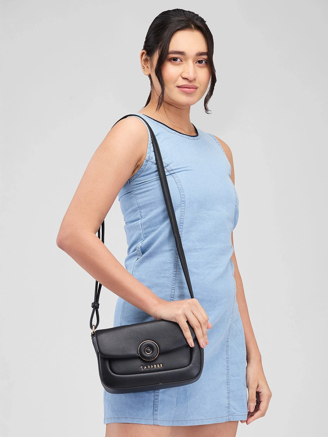 Caprese Jackie Small Black Sling Bag