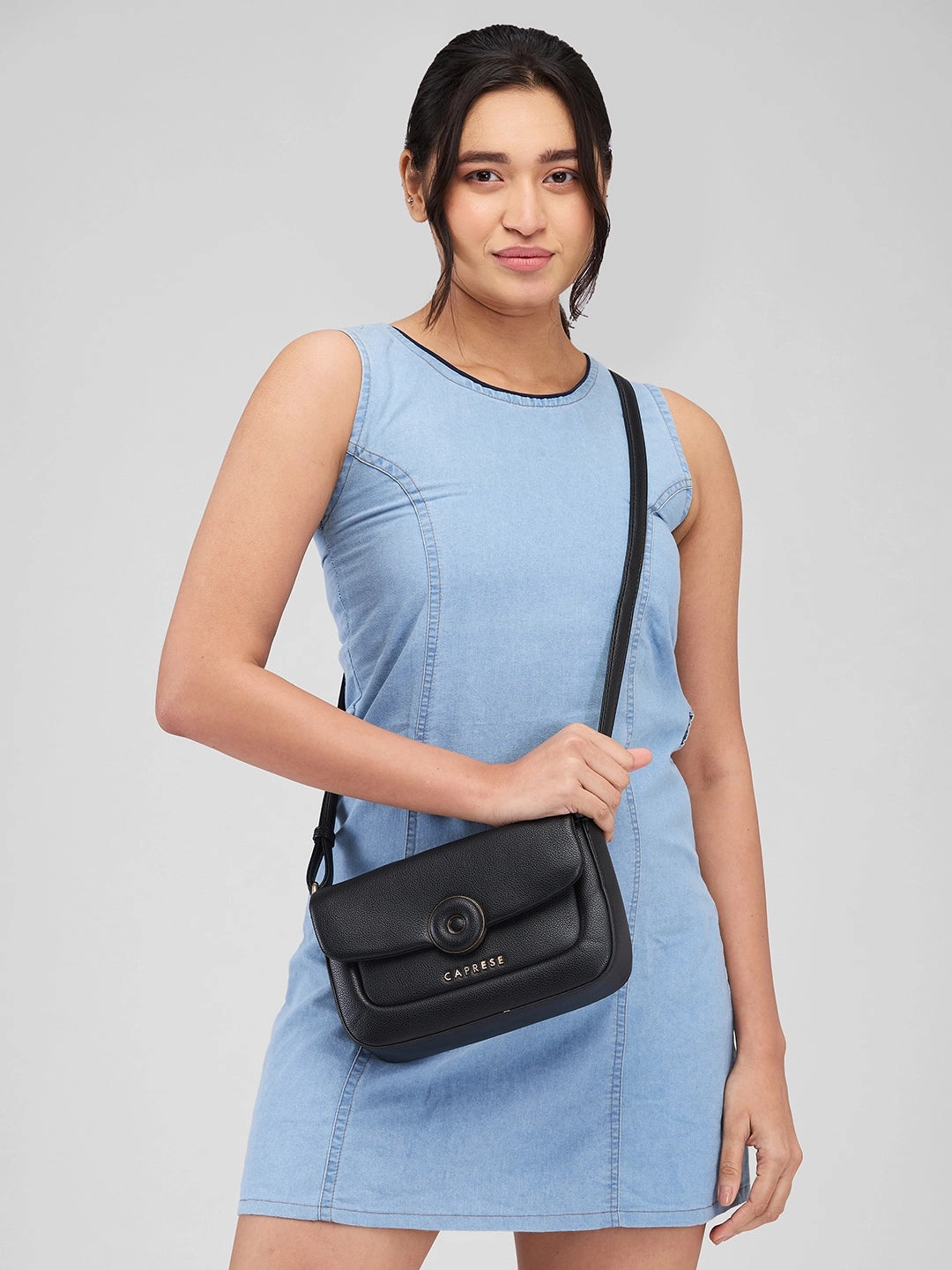 Caprese Jackie Small Black Sling Bag