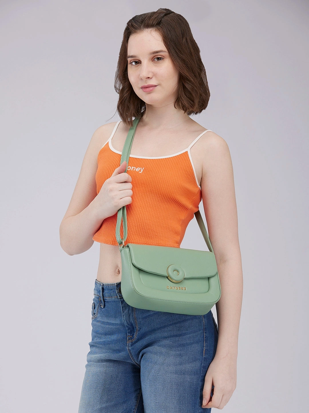 Caprese Jackie Small Green Sling Bag