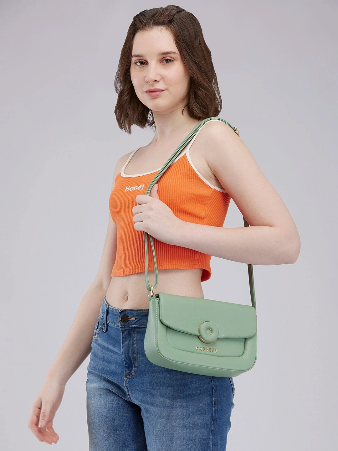 Caprese Jackie Small Green Sling Bag