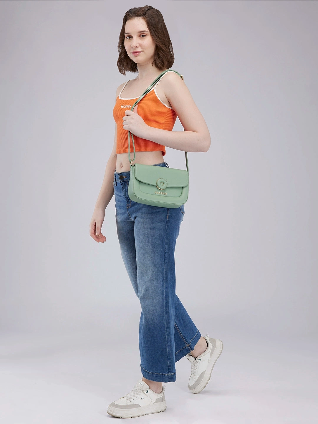 Caprese Jackie Small Green Sling Bag