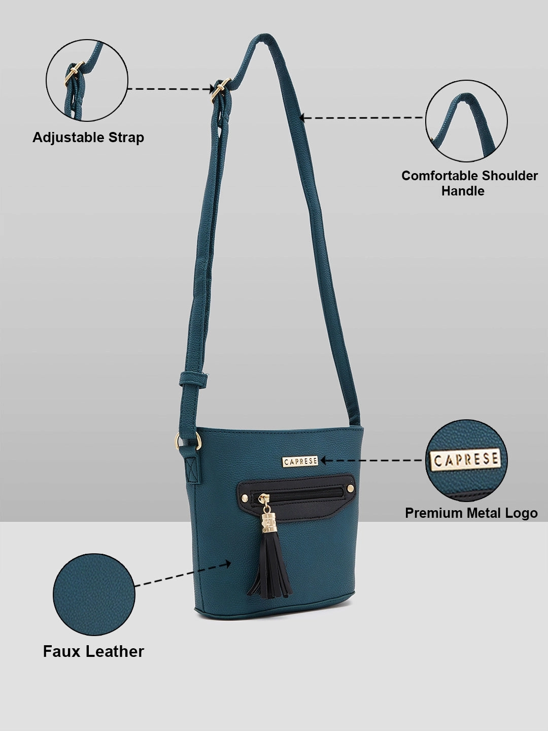 Caprese Jane Medium Emerald Sling Bag