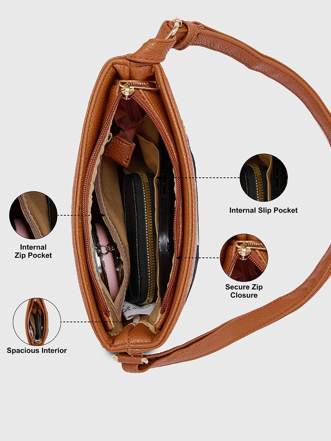 Caprese Jane Medium Hb Tan Sling Bag