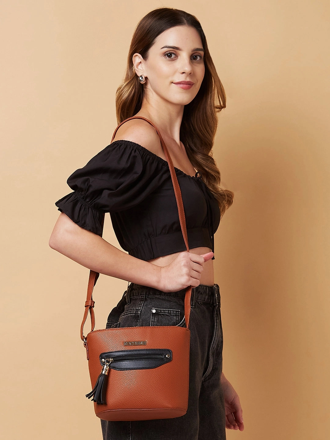 Caprese Jane Medium Hb Tan Sling Bag