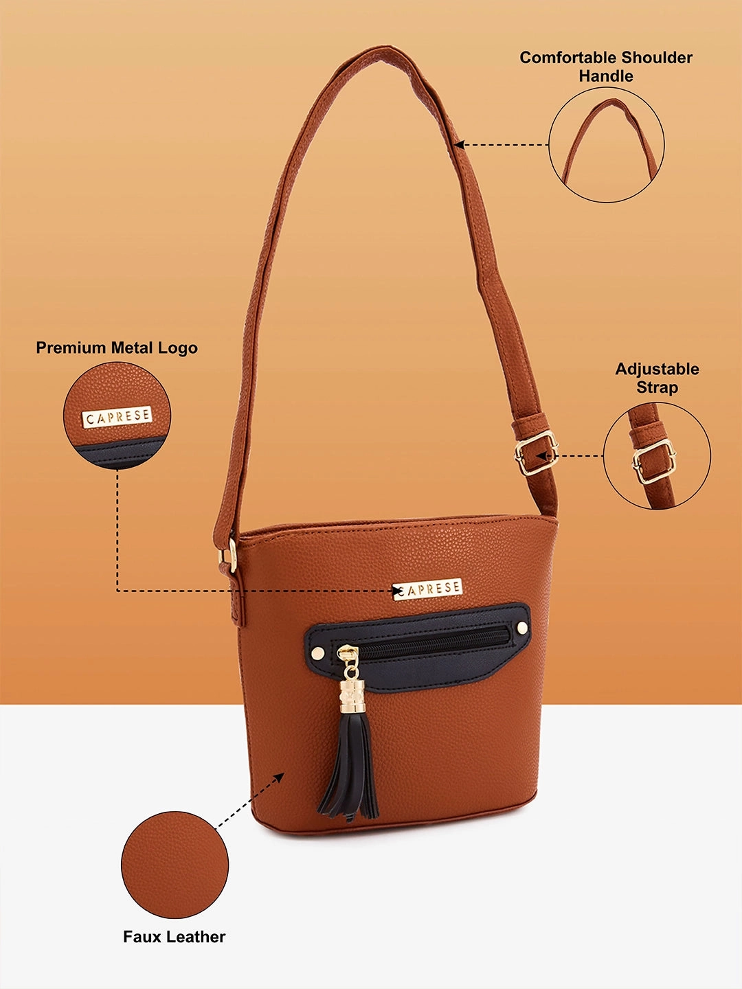 Caprese Jane Medium Hb Tan Sling Bag
