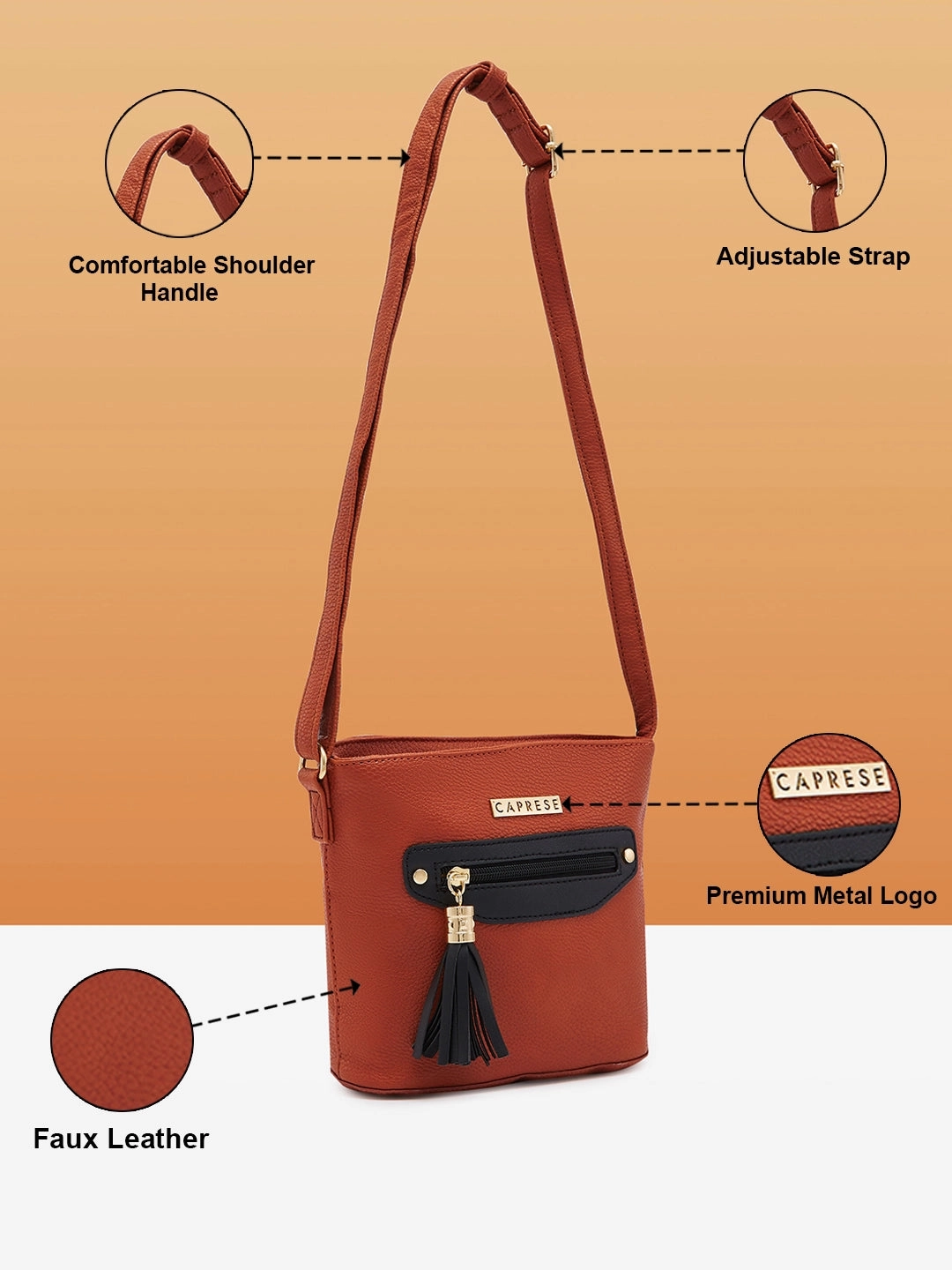 Caprese Jane Medium Tan Sling Bag
