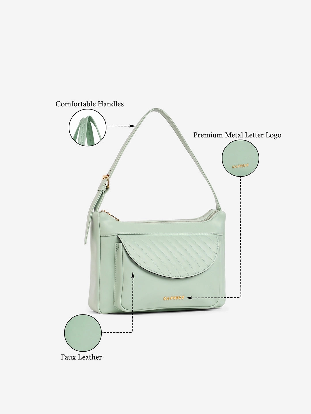 Caprese Jessica Medium Green Hobo Bag