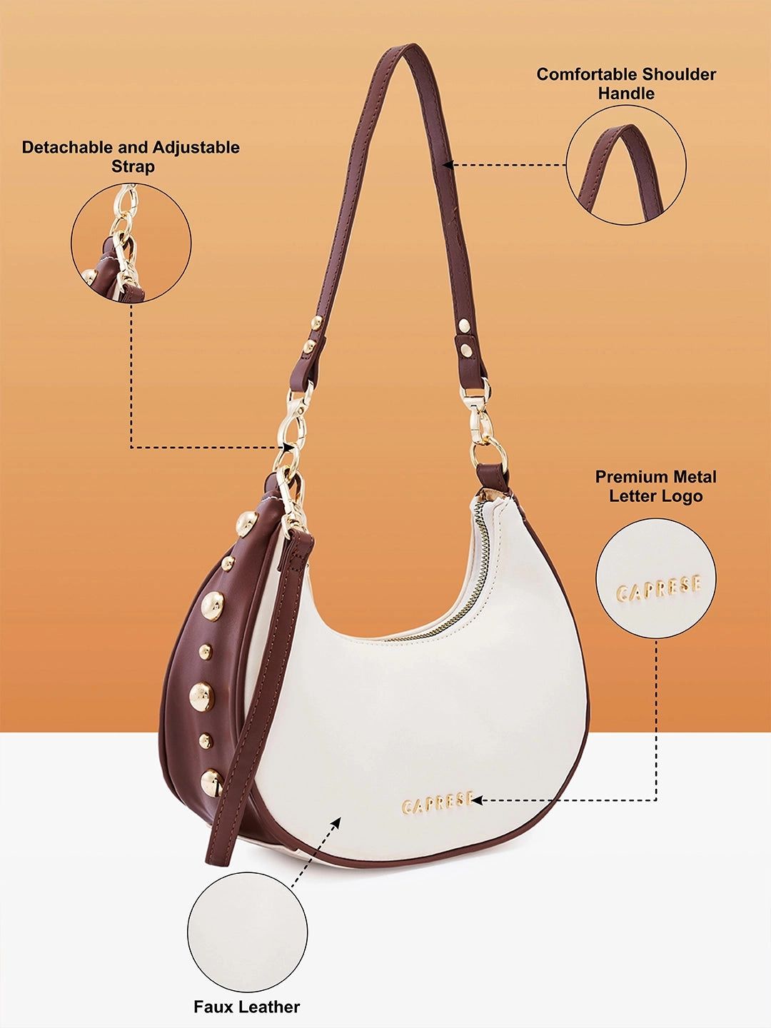 Caprese Josie Small Beige Hobo Bag