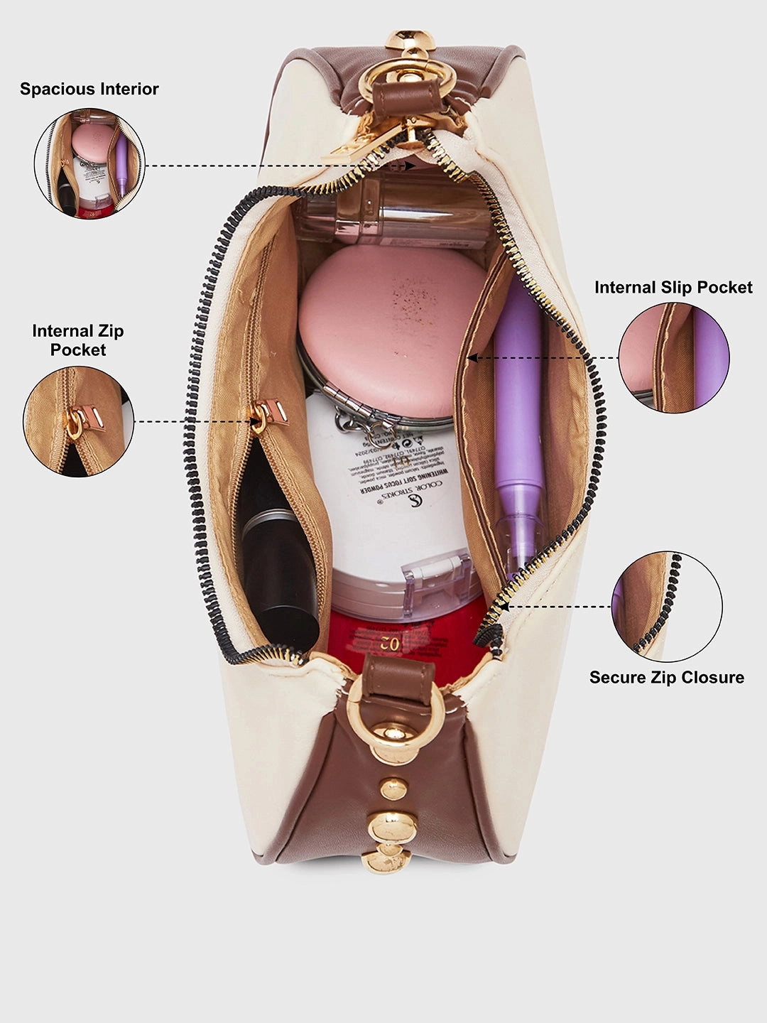 Caprese Josie Small Beige Hobo Bag