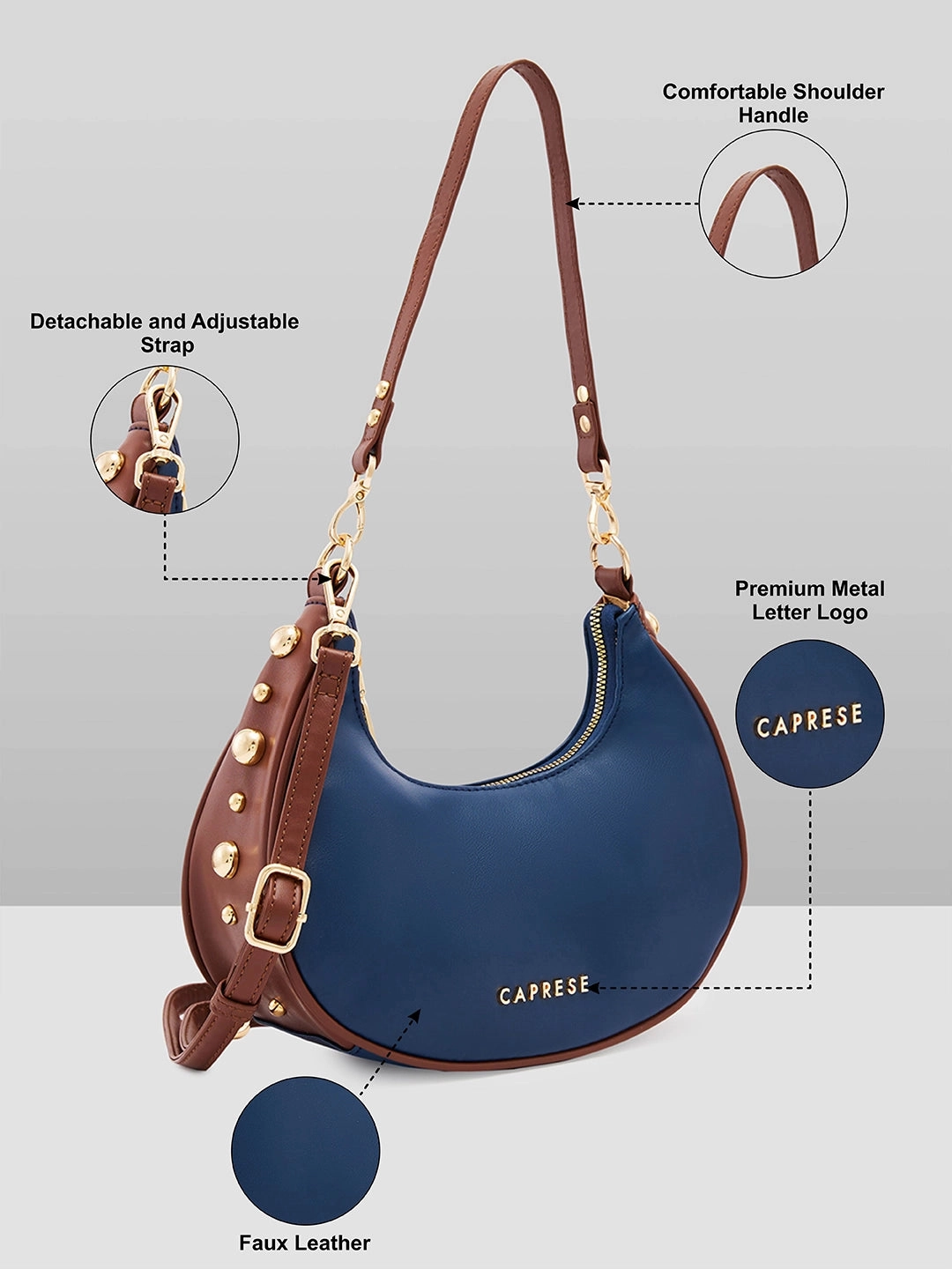 Caprese Josie Small Blue Hobo Bag