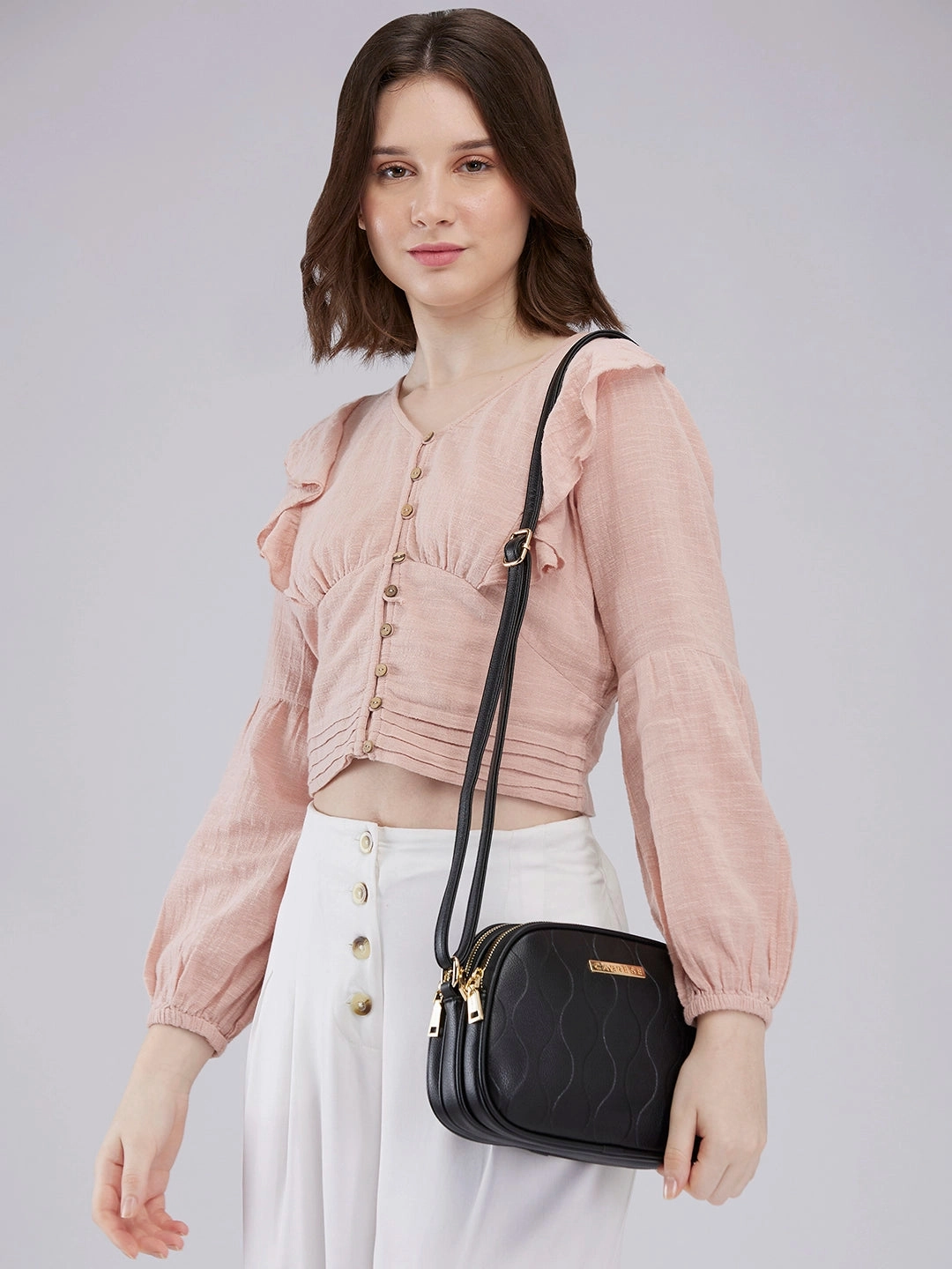 Caprese Linz Medium Black Sling Bag