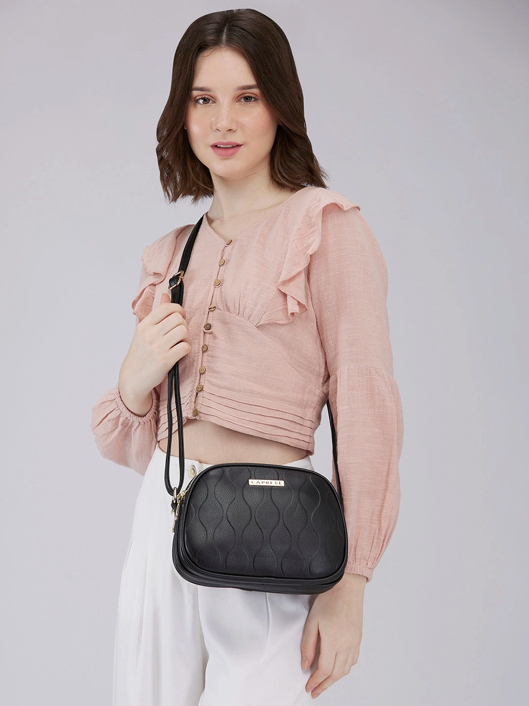 Caprese Linz Medium Black Sling Bag
