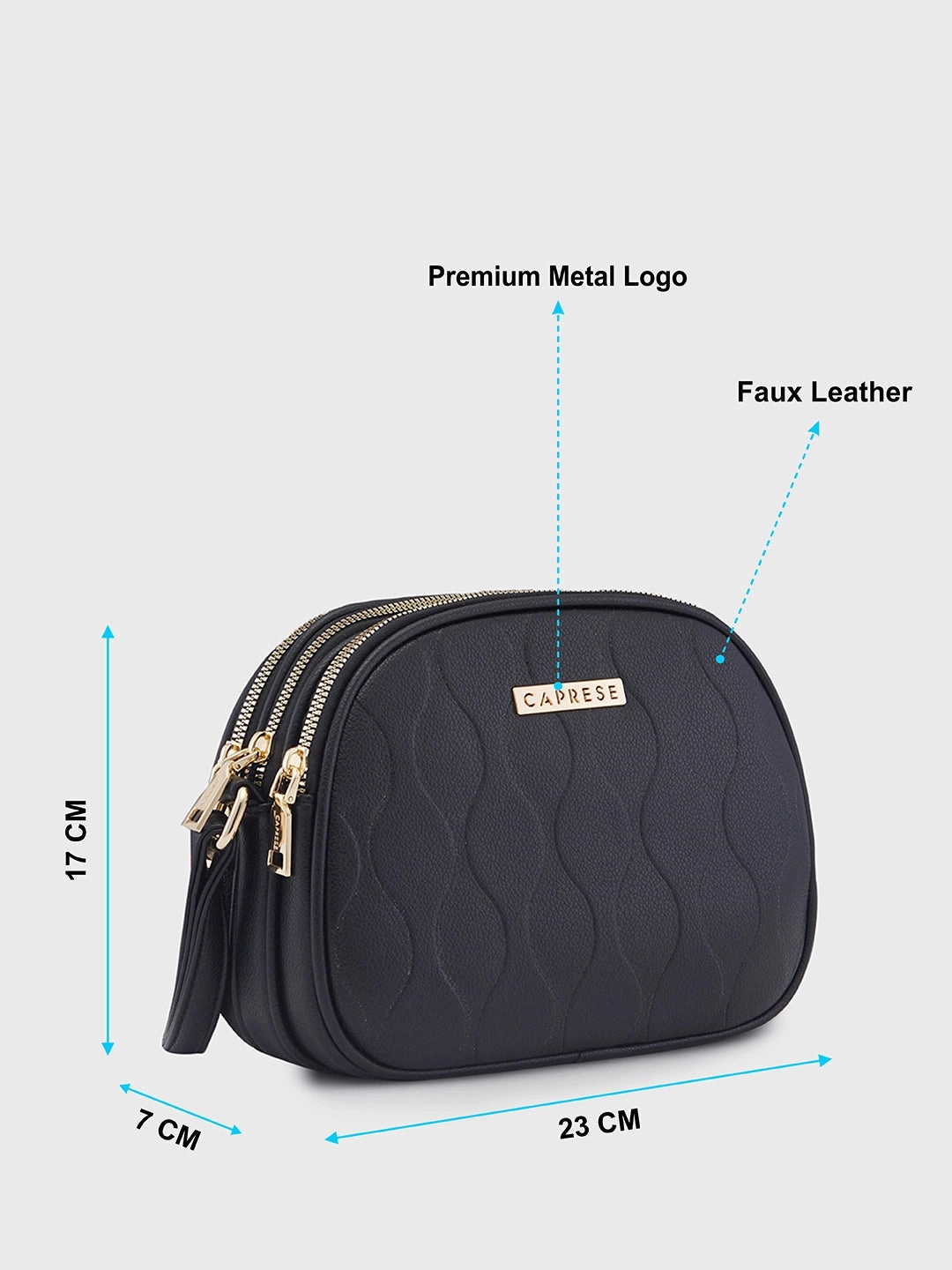 Caprese Linz Medium Black Sling Bag