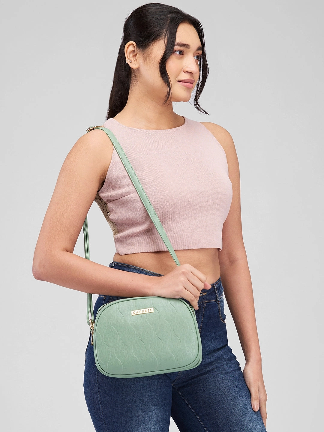 Caprese Linz Medium Green Sling Bag