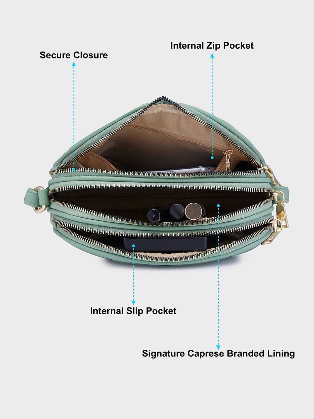 Caprese Linz Medium Green Sling Bag