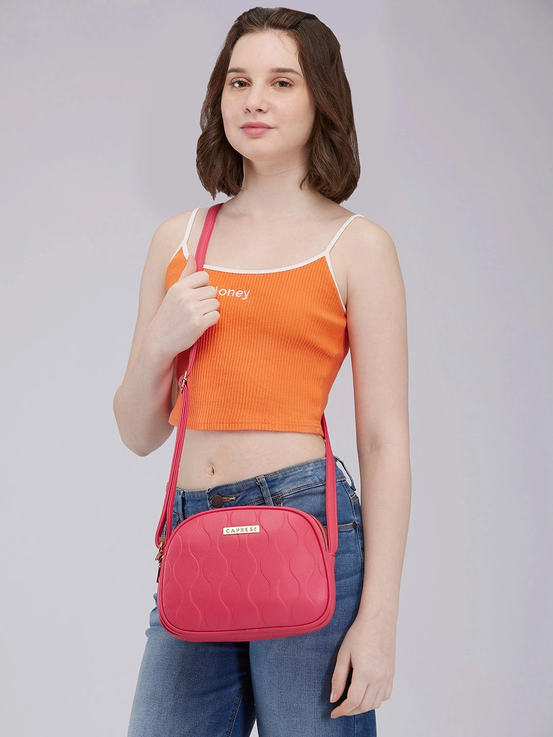 Caprese Linz Medium Pink Sling Bag