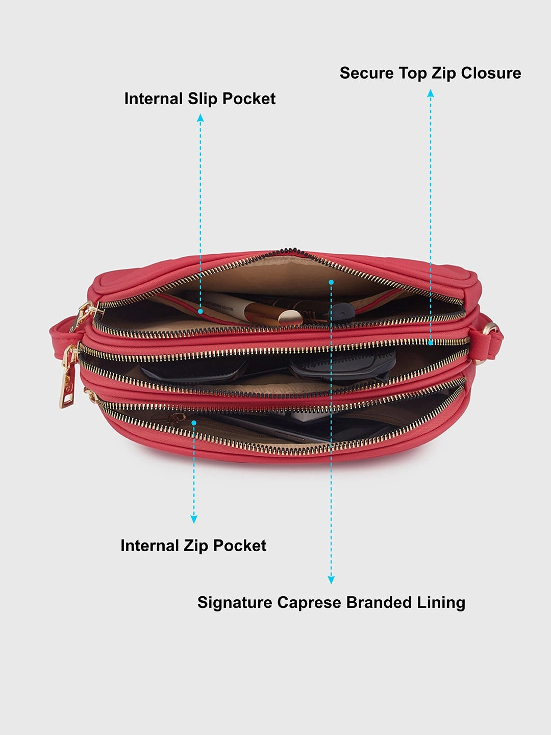 Caprese Linz Medium Pink Sling Bag