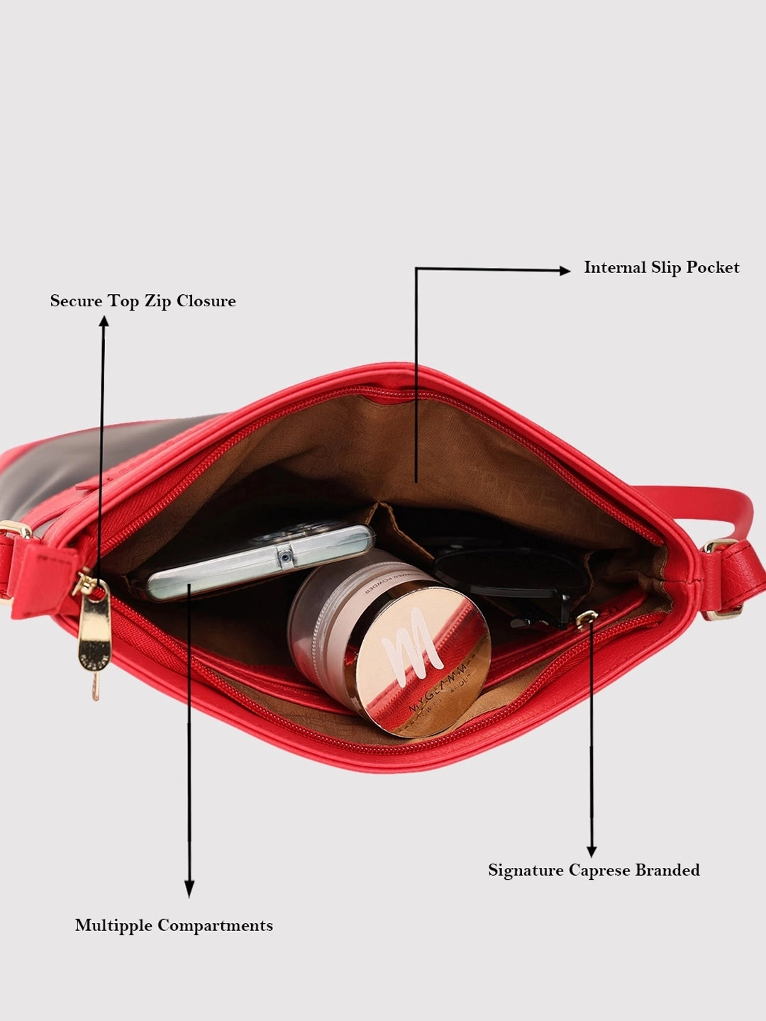 Caprese Marciano Medium Red Sling Bag