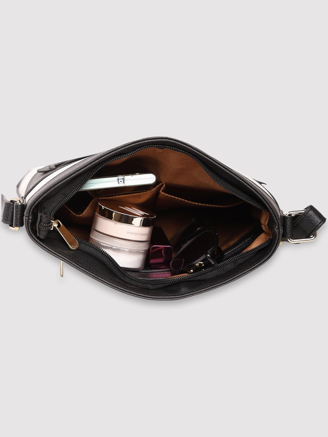 Caprese Marciano Medium Striped Black Sling Bag