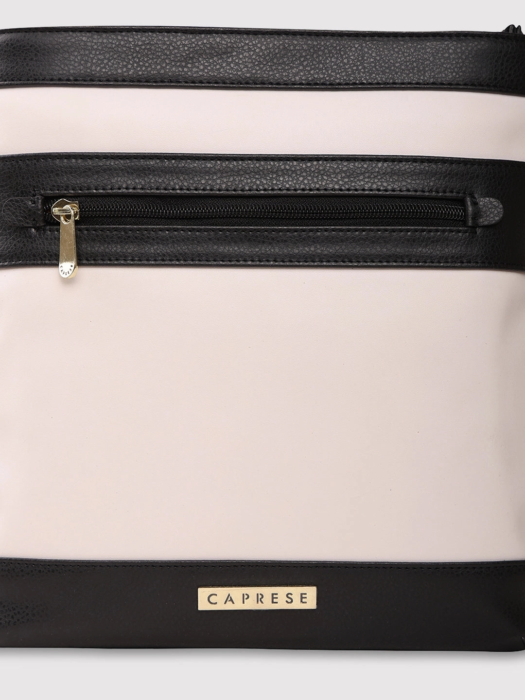 Caprese Marciano Medium Striped Black Sling Bag