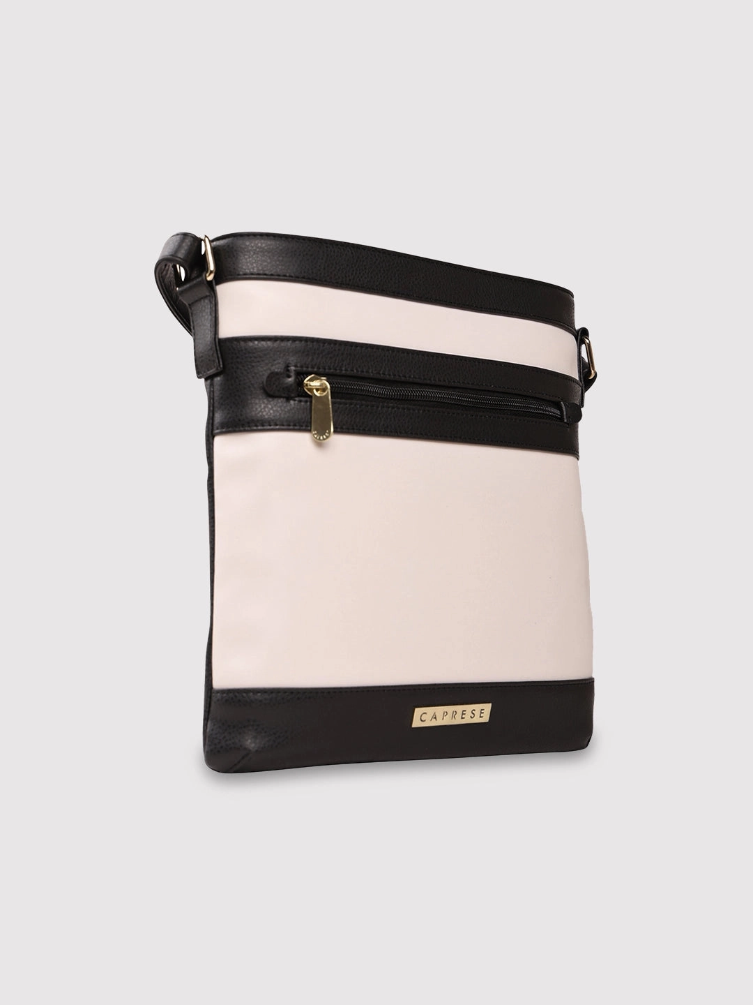 Caprese Marciano Medium Striped Black Sling Bag