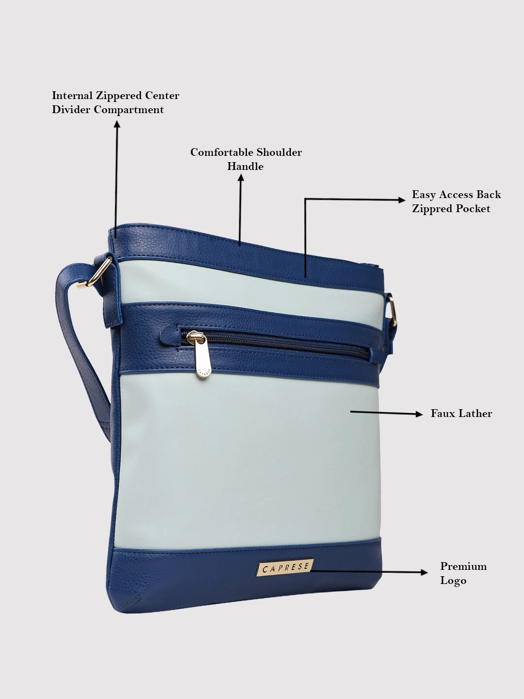 Caprese Marciano Medium Striped Navy Sling Bag