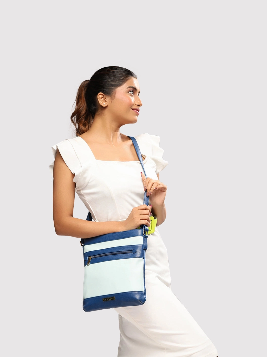 Caprese Marciano Medium Striped Navy Sling Bag