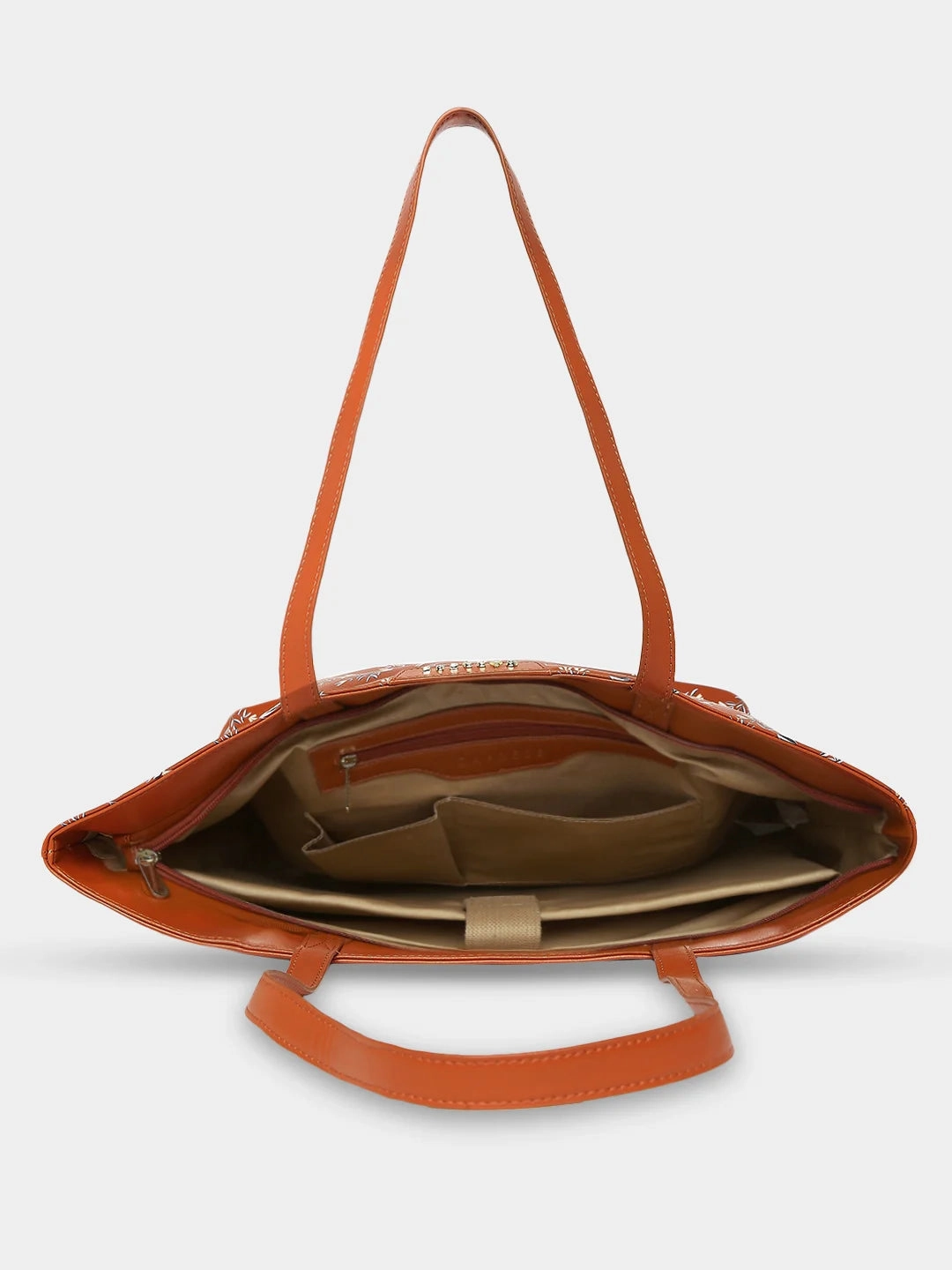Caprese Merida Printed Large Tan Laptop Tote Bag