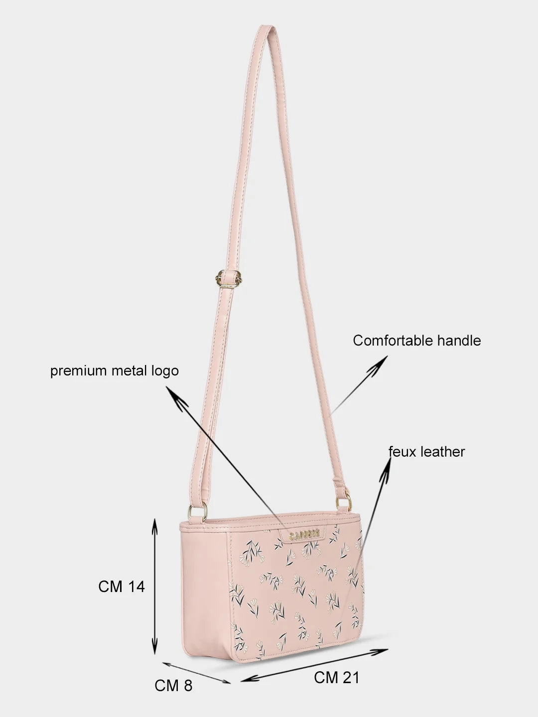 Caprese Merida Small Printed Blush Sling Bag