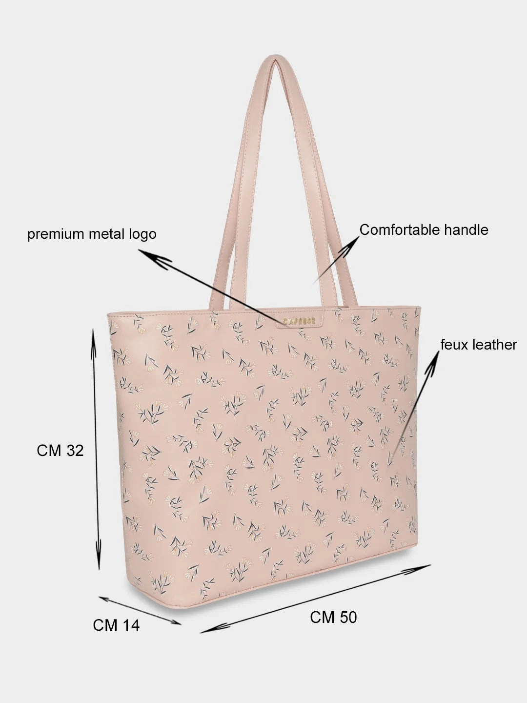 Caprese Merida Tote Printed Large Blush Laptop Bag