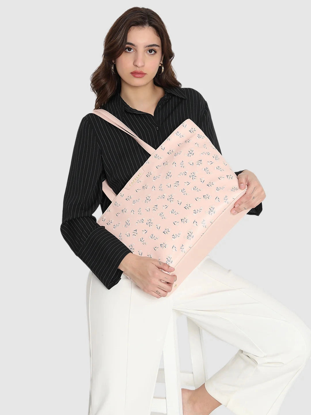 Caprese Merida Tote Printed Large Blush Laptop Bag