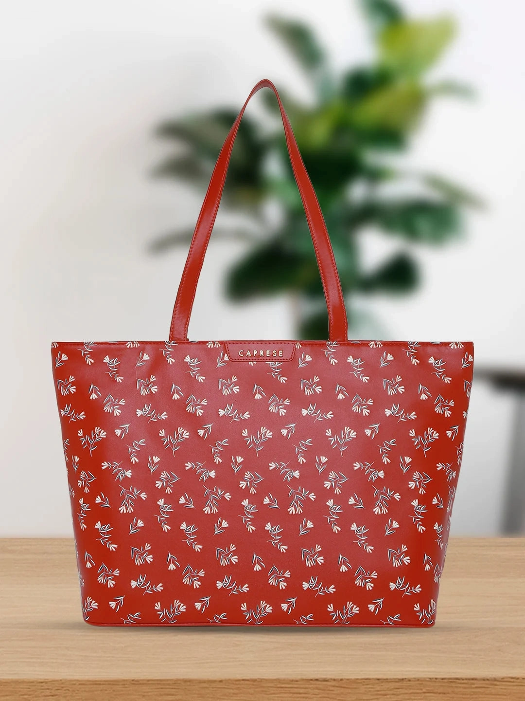 Caprese Merida Tote Printed Large Red Laptop Bag