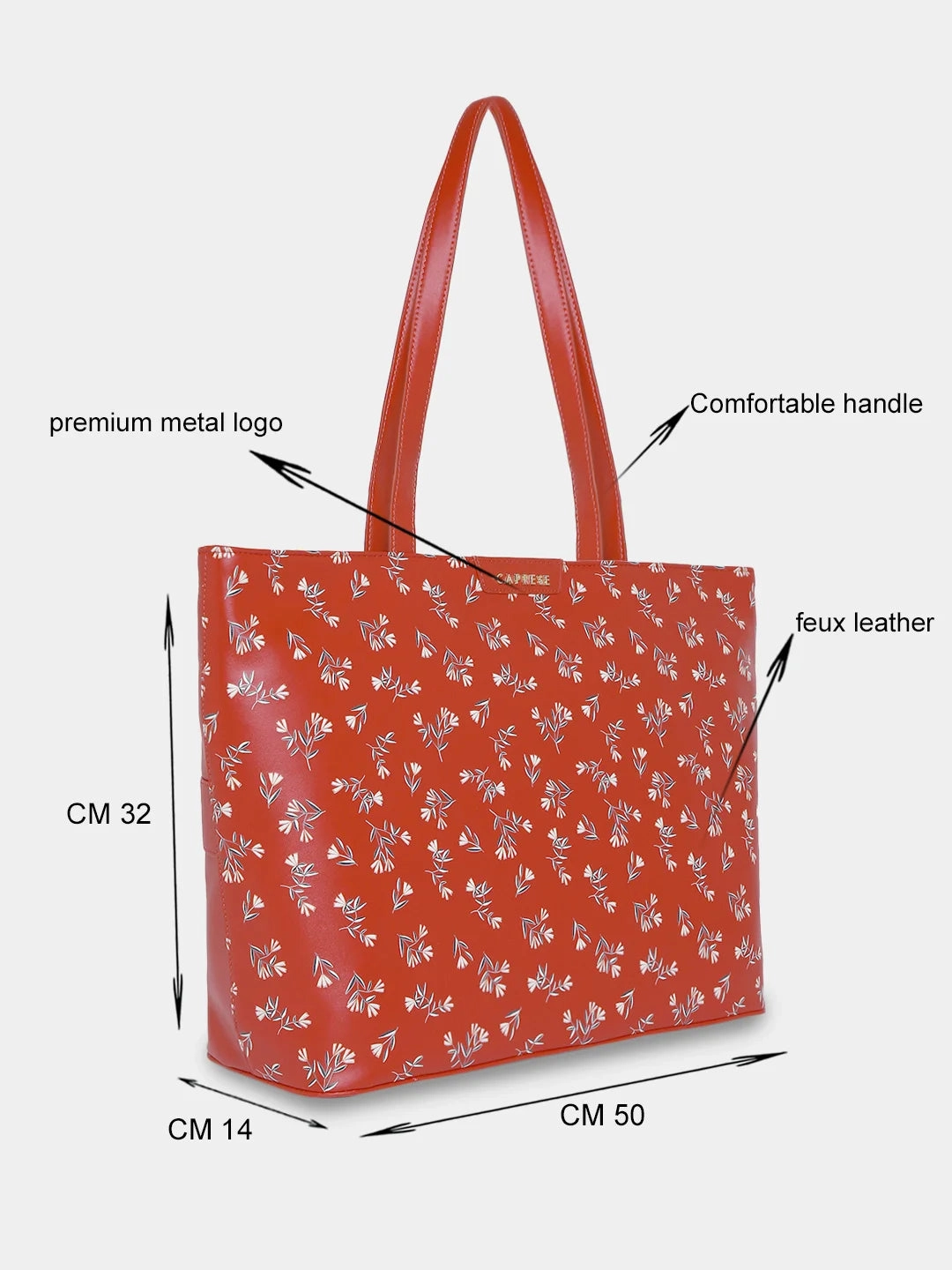 Caprese Merida Tote Printed Large Red Laptop Bag
