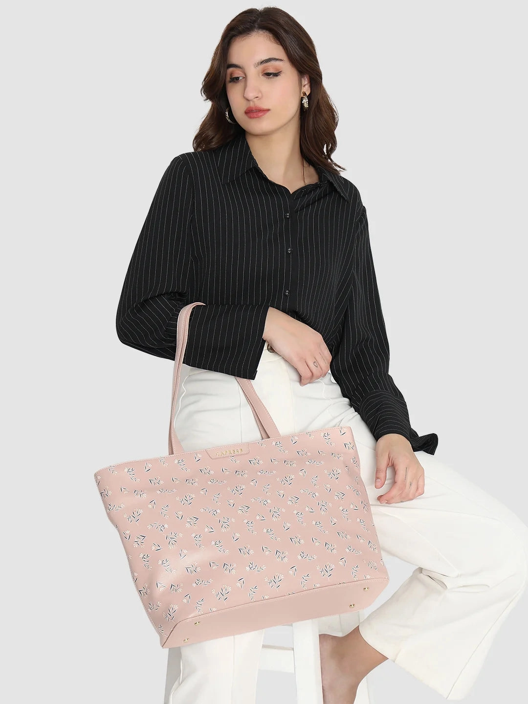 Caprese Merida Tote Printed Large Sky Blue Laptop Bag