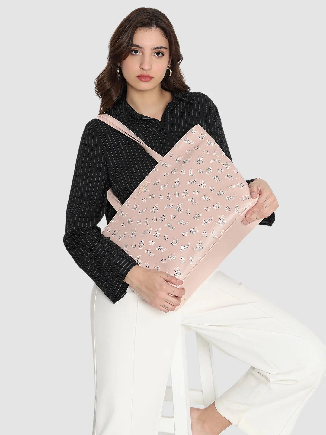 Caprese Merida Tote Printed Large Sky Blue Laptop Bag