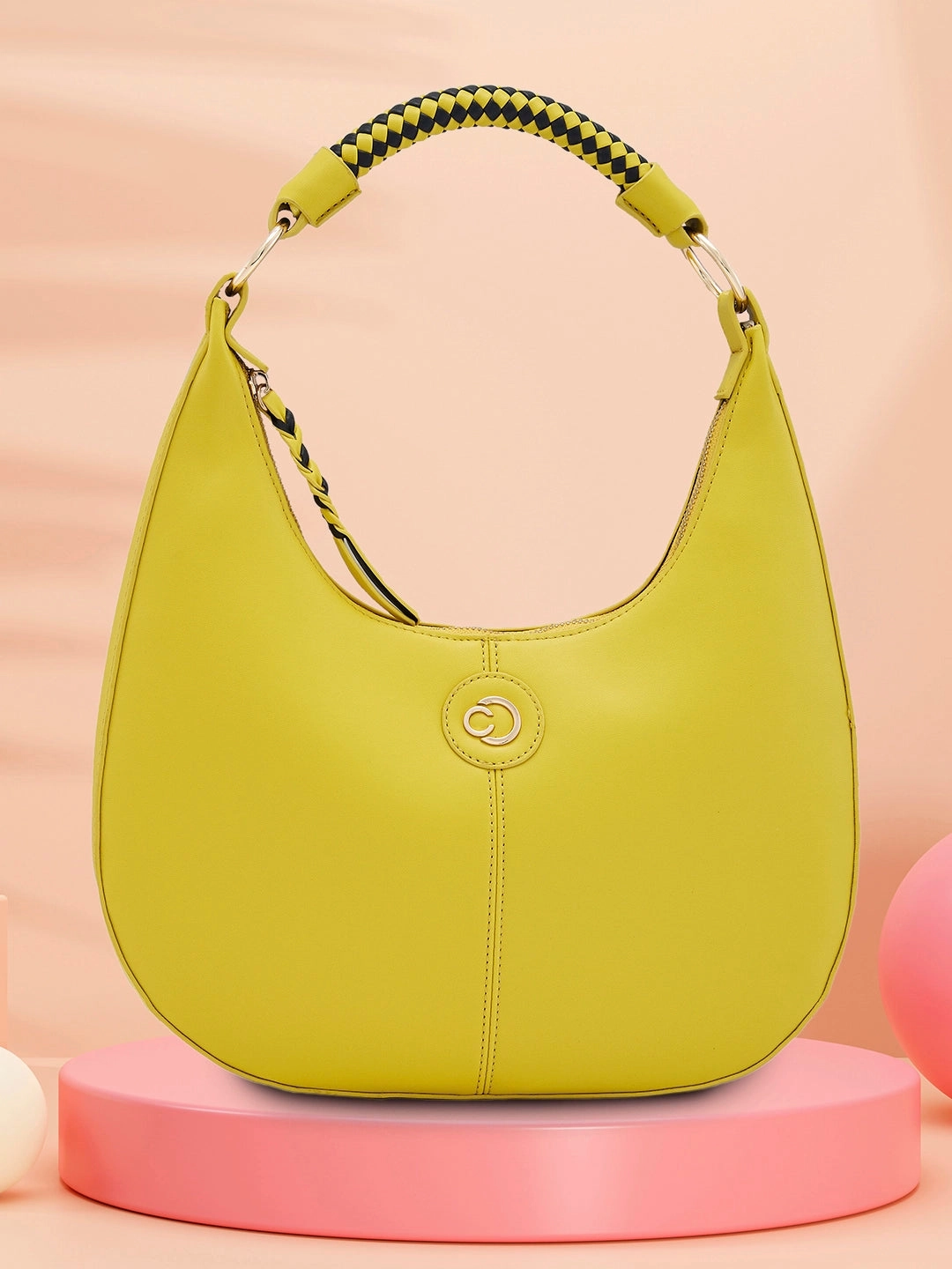 Caprese Mindy Medium Cyber Lime Hobo Bag