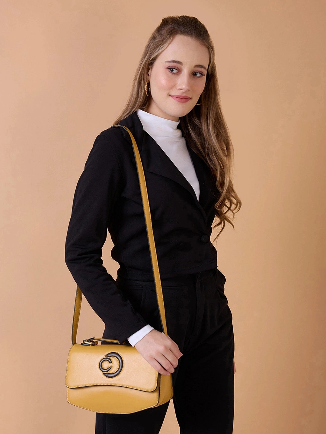 Caprese Minimal Formal Medium Yellow Sling Bag