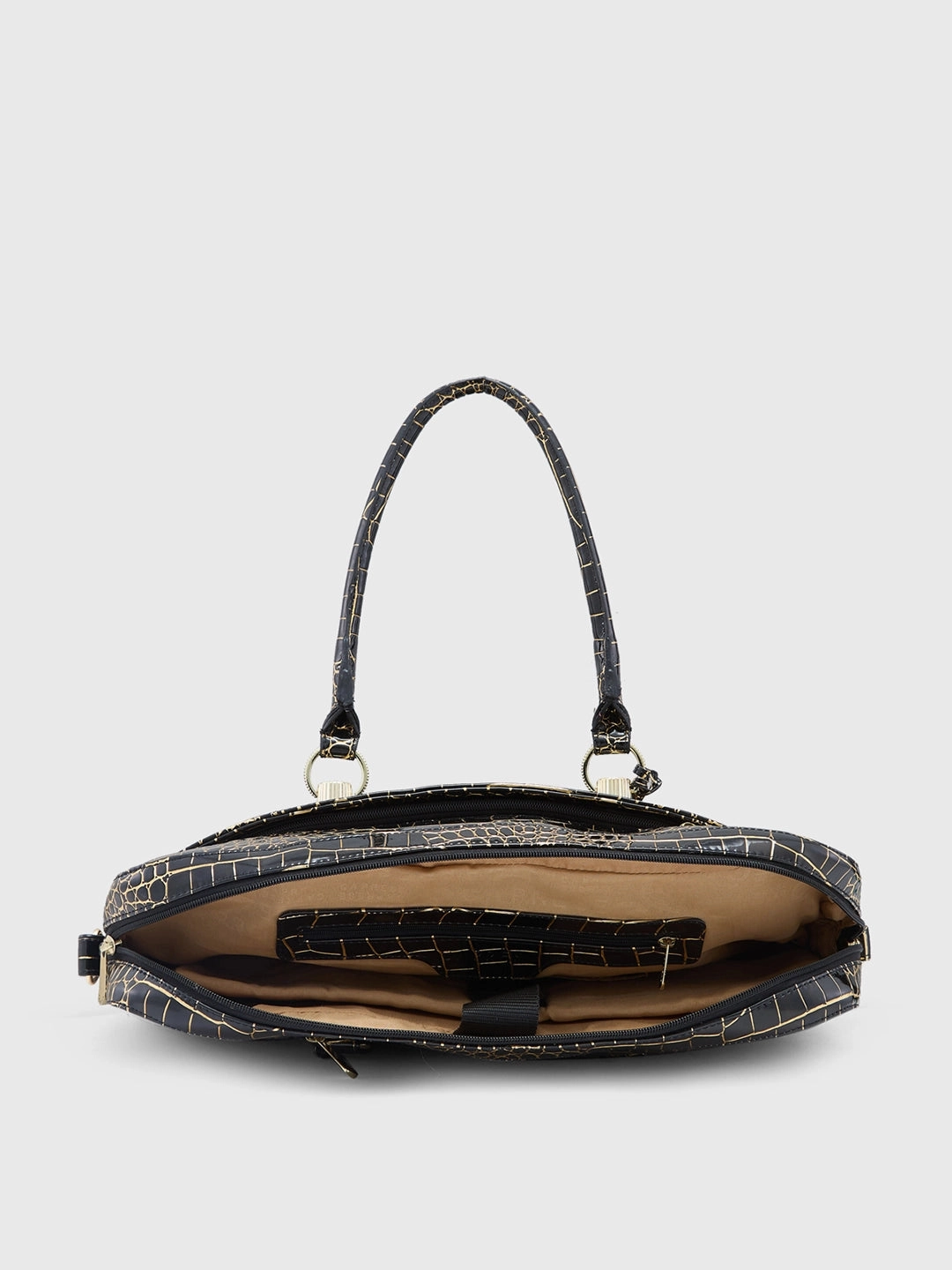 Caprese Miranda Large Black Croco Office Laptop Bag