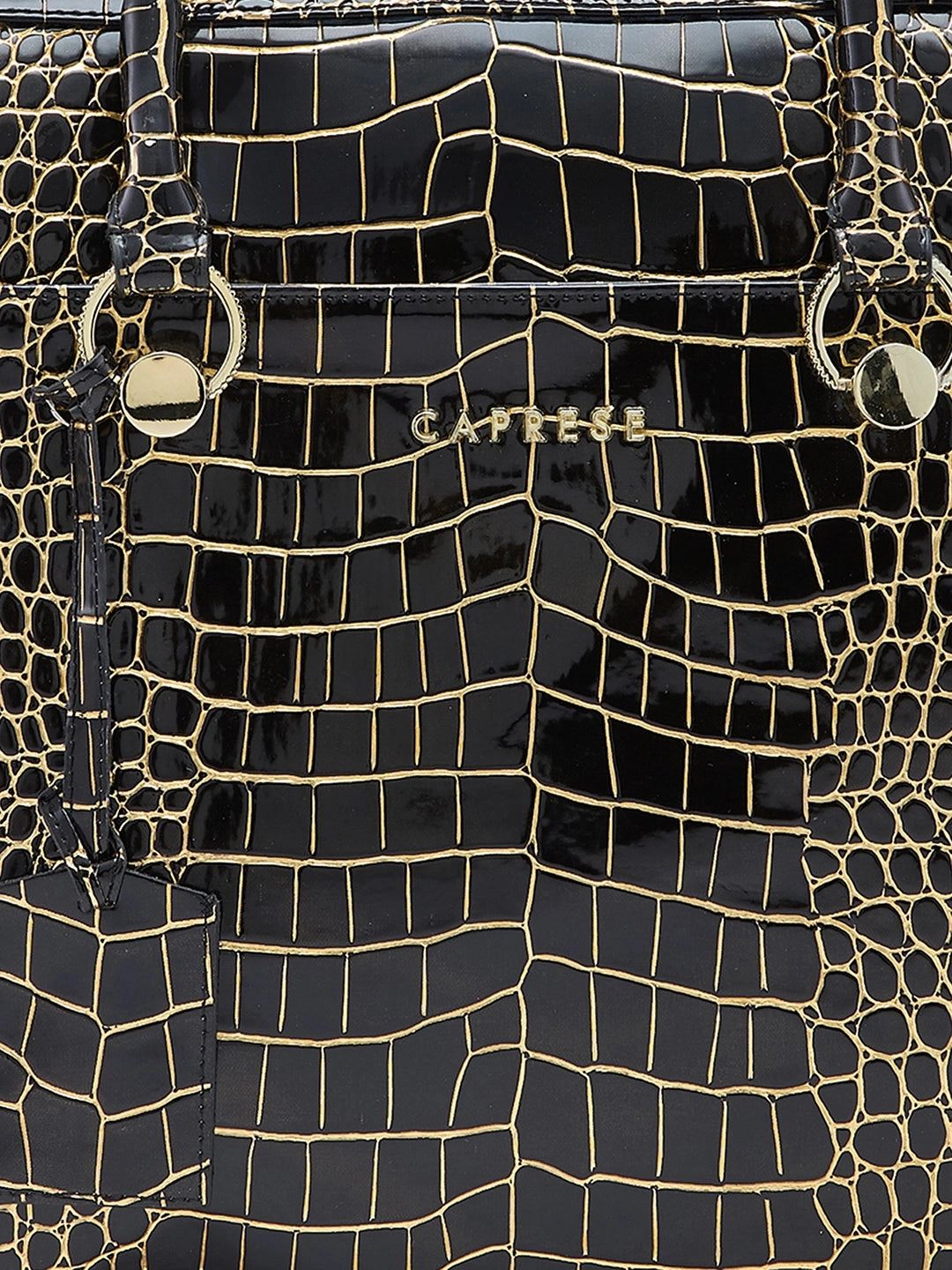 Caprese Miranda Large Black Croco Office Laptop Bag