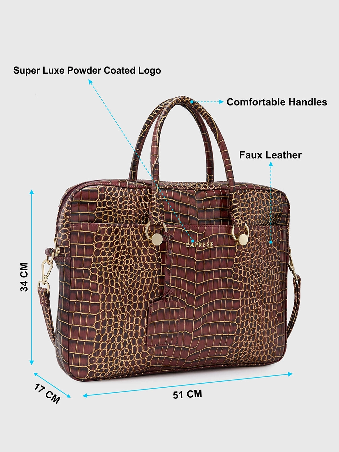 Caprese Miranda Large Burgundy Laptop Bag