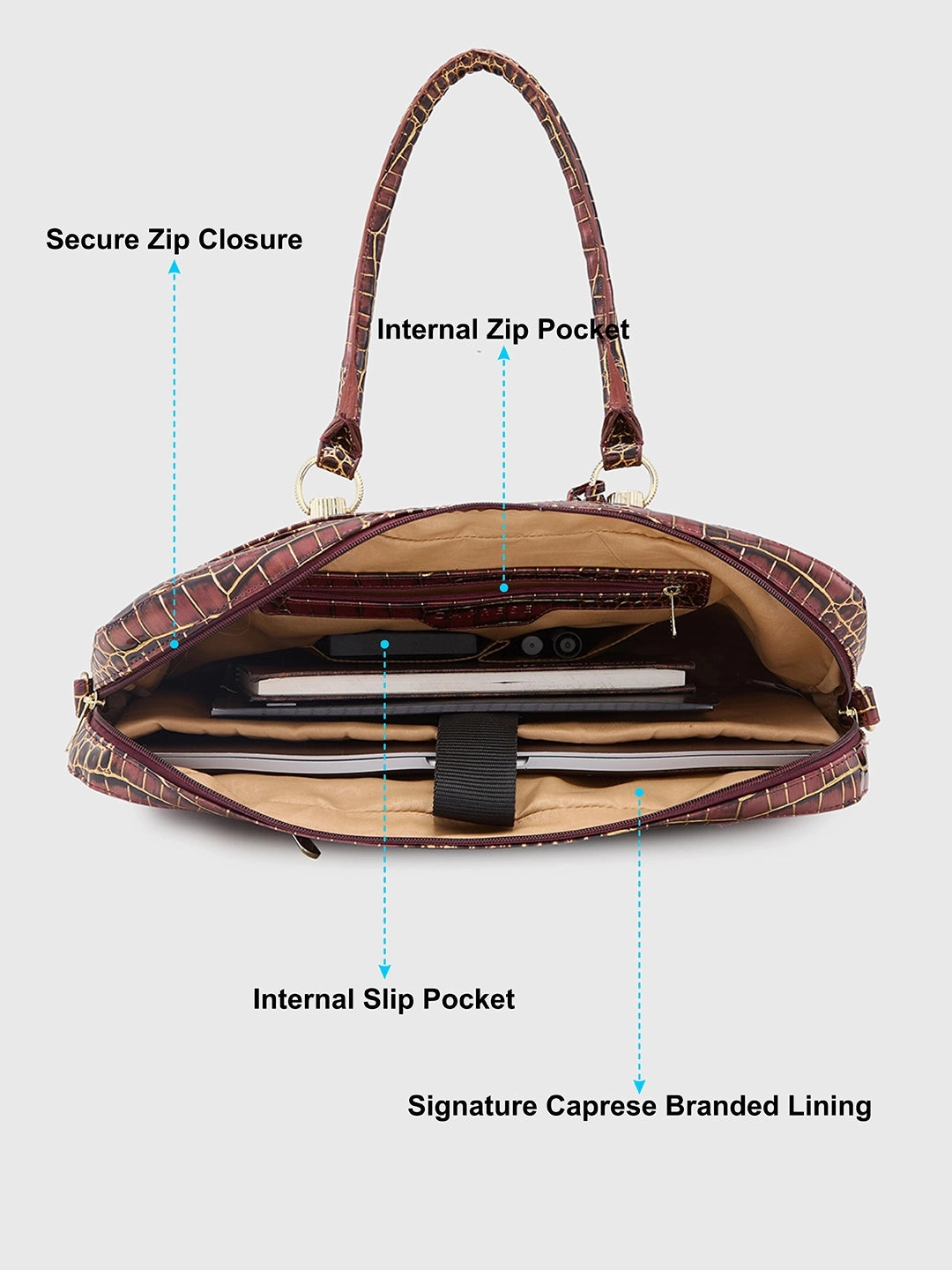 Caprese Miranda Large Burgundy Laptop Bag