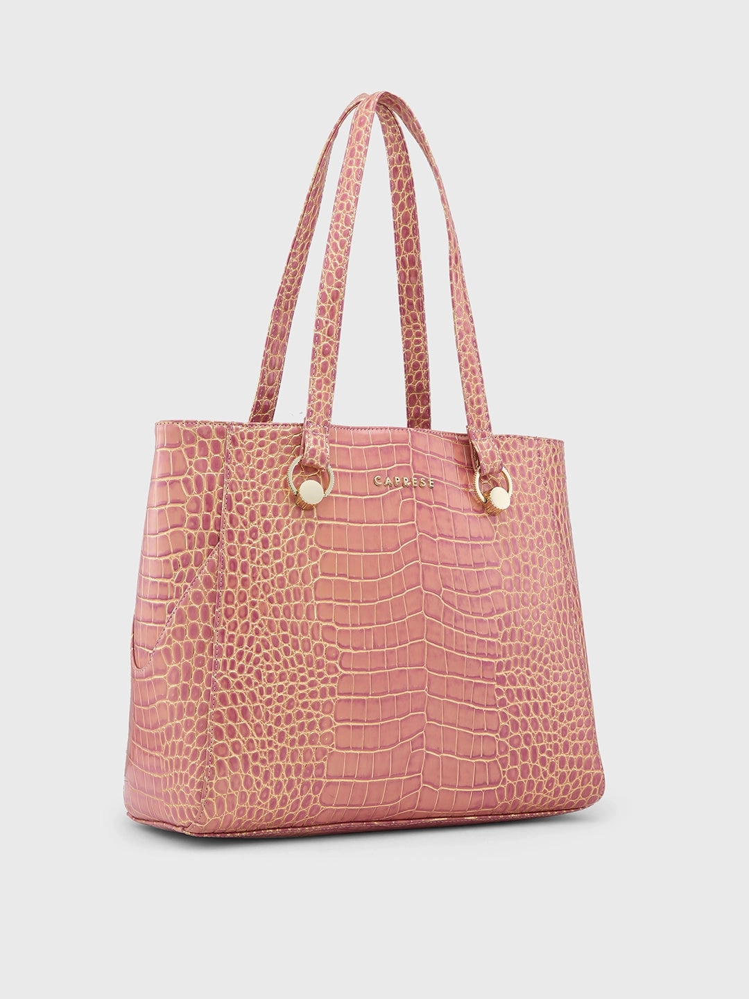 Caprese Miranda Large Croco Pink Tote Bag